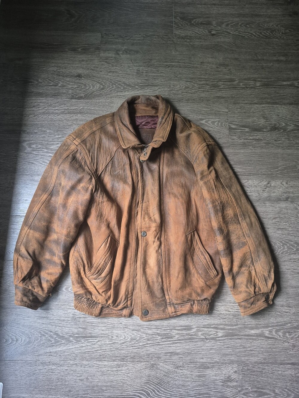 Vintage Hemingway Collection Brown Leather Bomber Jacket Large L